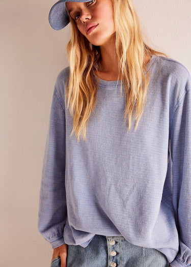 T-shirt à manches longues modèle soul song couleur bleu Heron by Free People