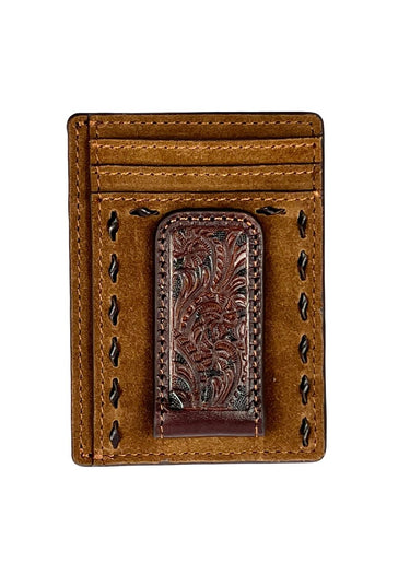 Portefeuilles Clip d'argent Roughout Buck Lacing Tan by Nocona