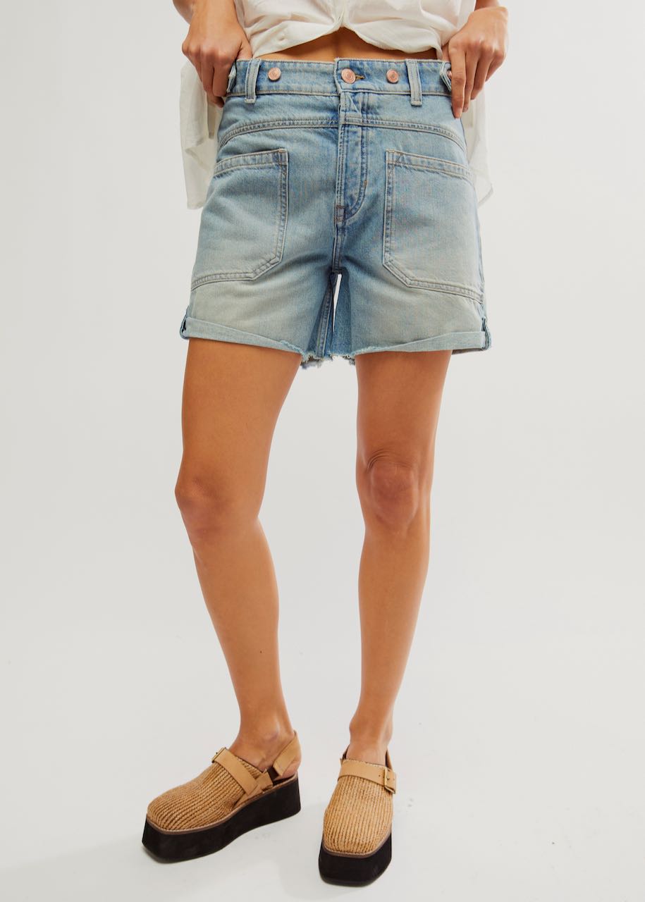 davanti pantaloncino jeans per donna modello Palmer Short colore La La Land di Free People