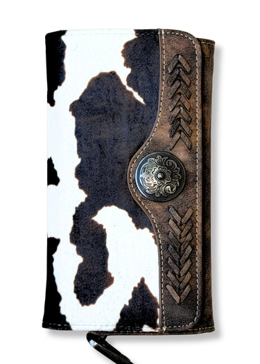 Cartera Clutch Jessie Rae Cow Print Marrón de Nocona