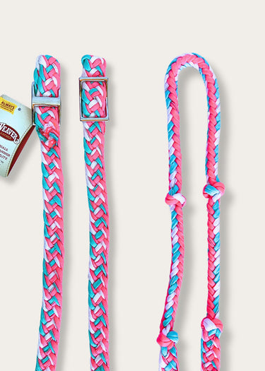 Pink/Mint/White Nylon Barrel Reins by Weaver Leather