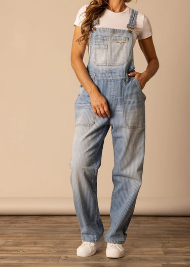 Damen Billy Overalls Kimes Ranch in Denim Stretch Streifen Denim