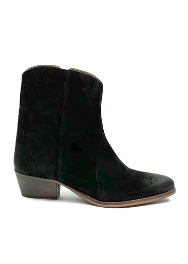 External Side Texan Women's Ankle Boots New Frontier Western Black Suede by Free People