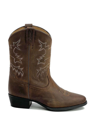 côté extérieur Bottes texanes enfant et garçon Heritage Distressed Brown by Ariat