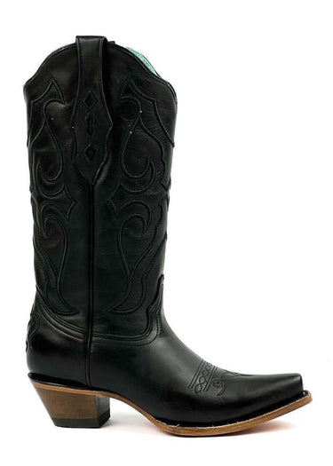 outer side texan boot for women black model z5072 by corral