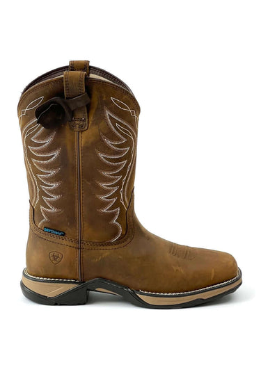 Women's Cowboy Boots Anthem Waterproof in Distressed Brown by Ariat