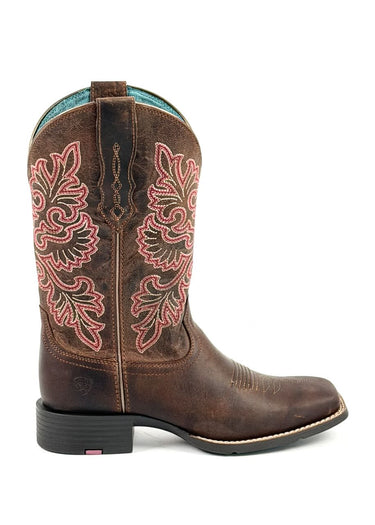 Stivali Cowboy donna Round StretchFit Wide Square Up in brown di Ariat