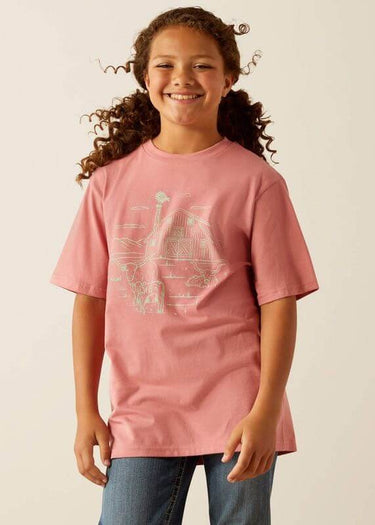 T-shirt fille Farm Scene, Dusty Rose, Ariat
