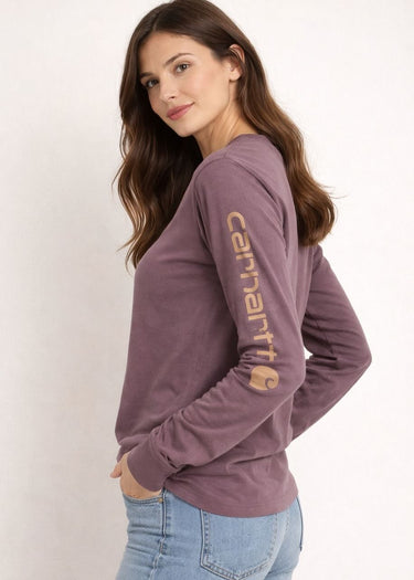 Side T-Shirt Women's Carhartt Long Sleeve Loose Fit Blackberry