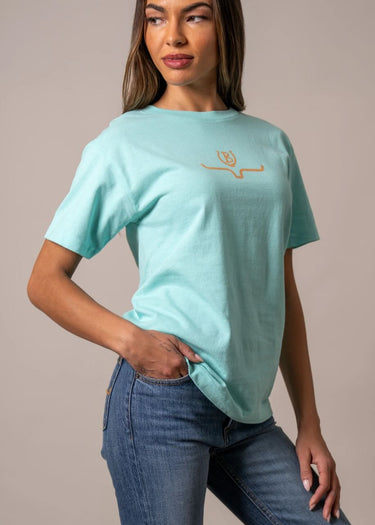 T-shirt donna Lucky B Saddle in light blue di Kimes Ranch