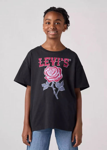 T-shirt oversize Western Roses pour fille, noir de jais, Levi's