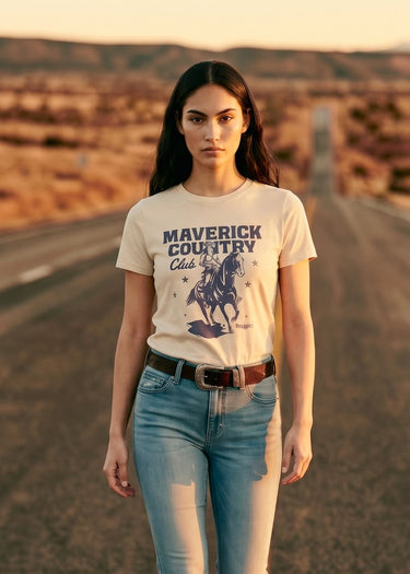 ambientata T-Shirt Slim Ringer Tee Cowboy in Worn White by Wrangler