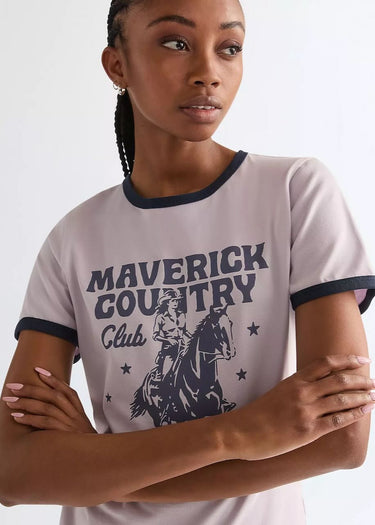 T-Shirt Slim Ringer Tee Cowboy in Evening Haze by Wrangler