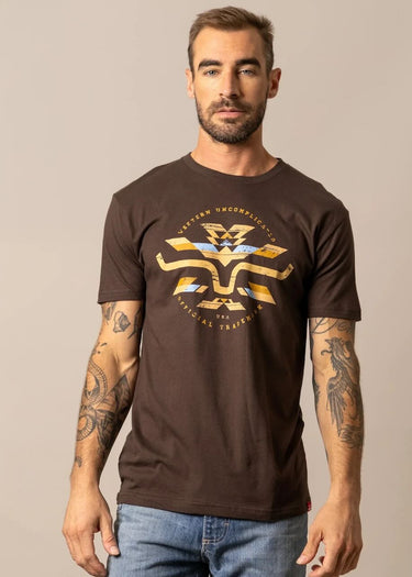 T-shirt uomo Circular Serape in Dark Chocolate di Kimes Ranch