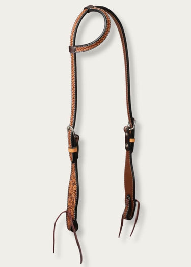 Testiera Tooled Floral Basketwave di Turquoise Cross