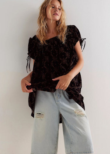 Velvet Summer Tunic Top in Black Combo by Free People