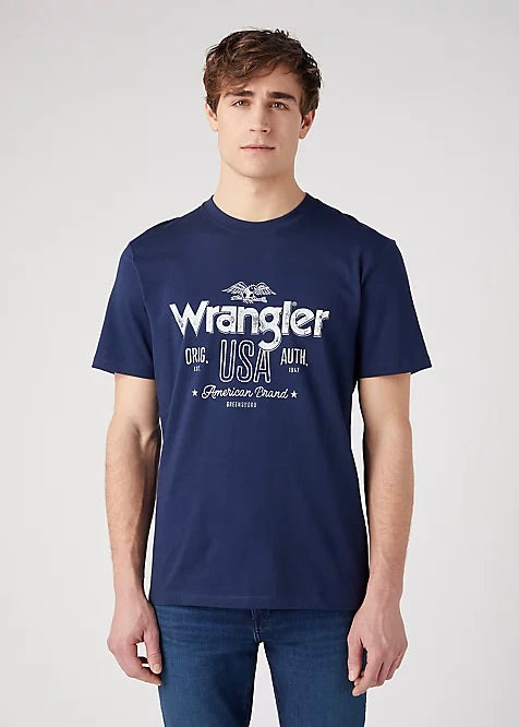 t-shirt blu wrangler americana tee