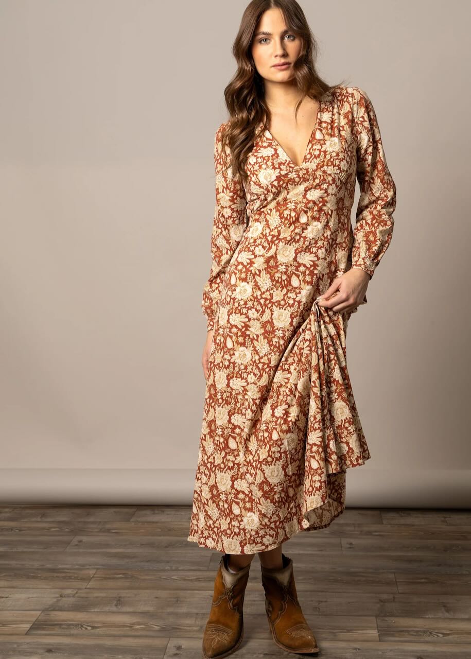 Abito Georgia in Burnt Red di Kimes Ranch