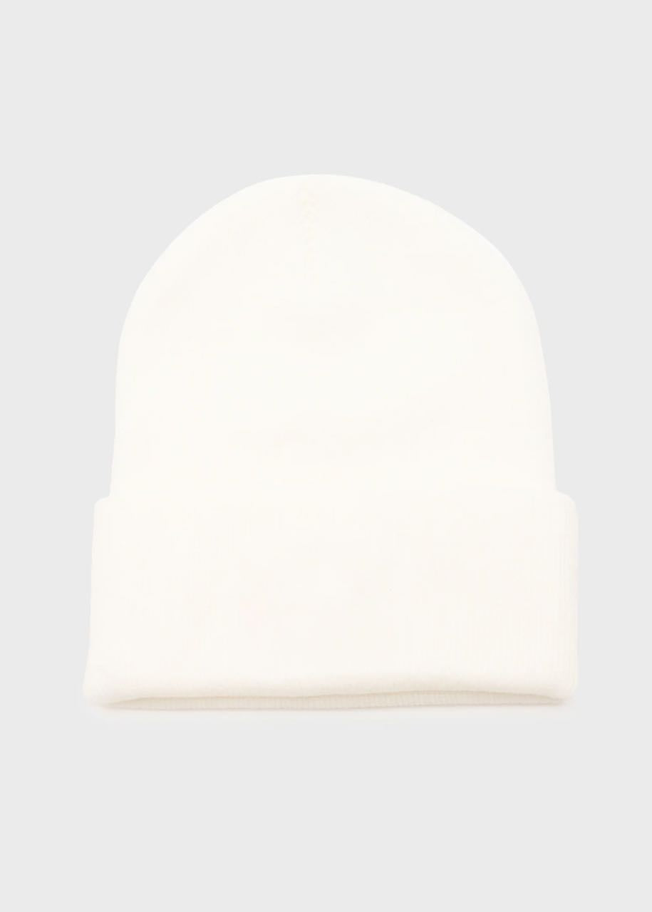 dietro Berretto Cat Label Cuff Beanie in Cream