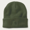 chive-colored winter beanie by Carhartt