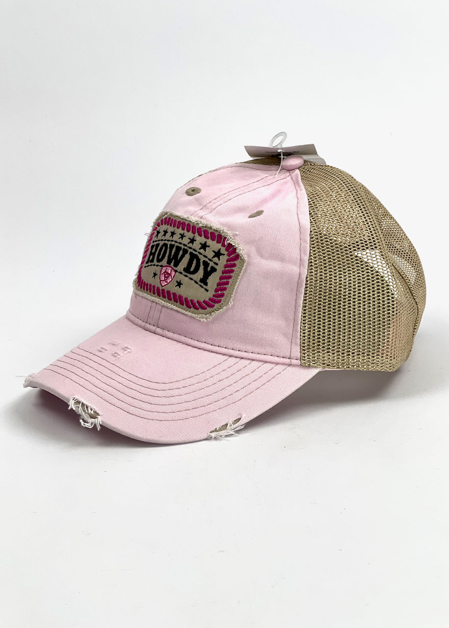 Berretto con visiera Howdy Distressed Patch Light Pink di Ariat