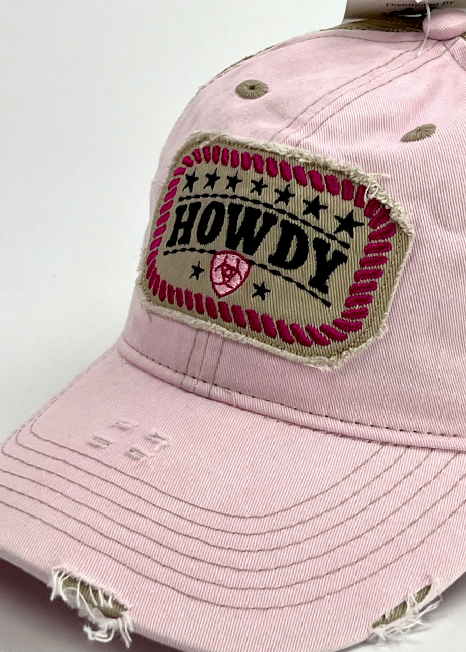 dettaglio salpa Berretto con visiera Howdy Distressed Patch Light Pink di Ariat