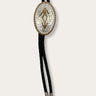Bolo cowboy tie Crumrine Argent & Or Concho ovale Aztec Noir