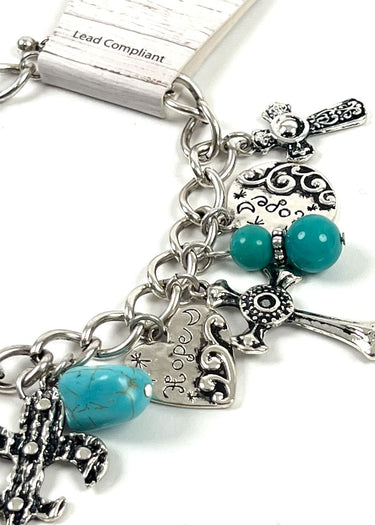 dettaglio cuore Bracciale  Cross Turquoise Charm by Blazin Roxx