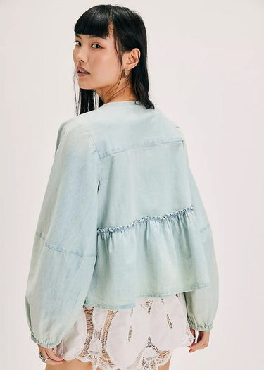 Brunch Babe Denim in Light Tint Wash by Free People