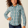 Camicia Western bambina Darla Western in Aquamarine Plaid di Ariat