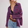 Front Cardiff Plaid Shirt in Purple Combo by Free People