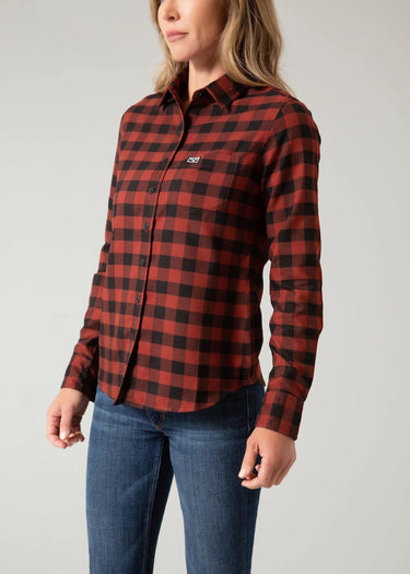 Ladies Ladies Garrison shirt side in Dark Red by Kimes Ranch