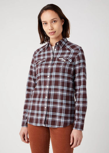 women's western check in doll shirt by Wrangler worn
