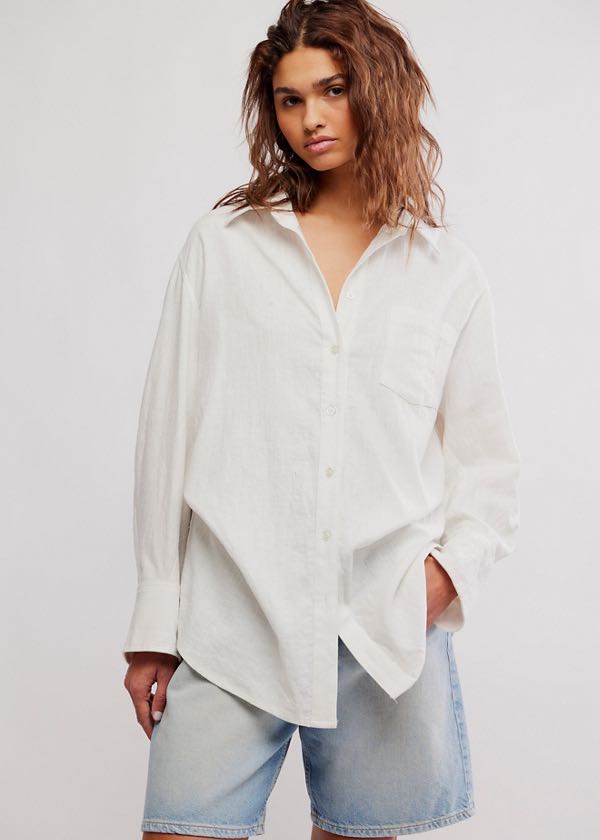Camicia Sabine Tailored in Parchment di Free People