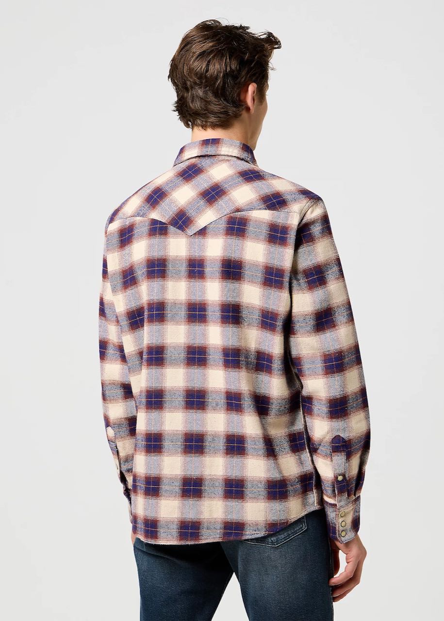 dietro Camicia uomo Regular Western in Birch Blue by Wrangler