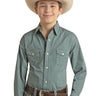 Children's Western Shirt All Over Geometric Snap in Evergreen by Panhandle