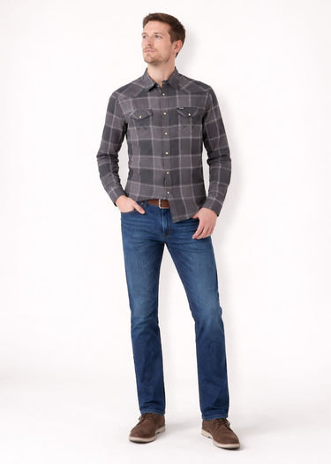 Durchgehendes Westernhemd in Schwarz von Wrangler