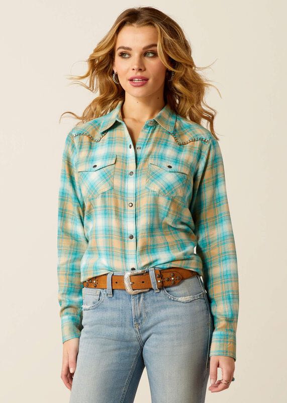 Camicia Western donna Roping Plaid in Breeze Plaid di Ariat