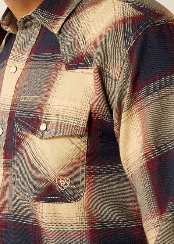 Camicia uomo Hale Retro Fit Western in Pale Khaki di Ariat