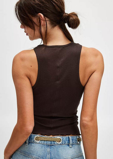 Behind Fresh in Love Tank Top in Double Espresso by Free People