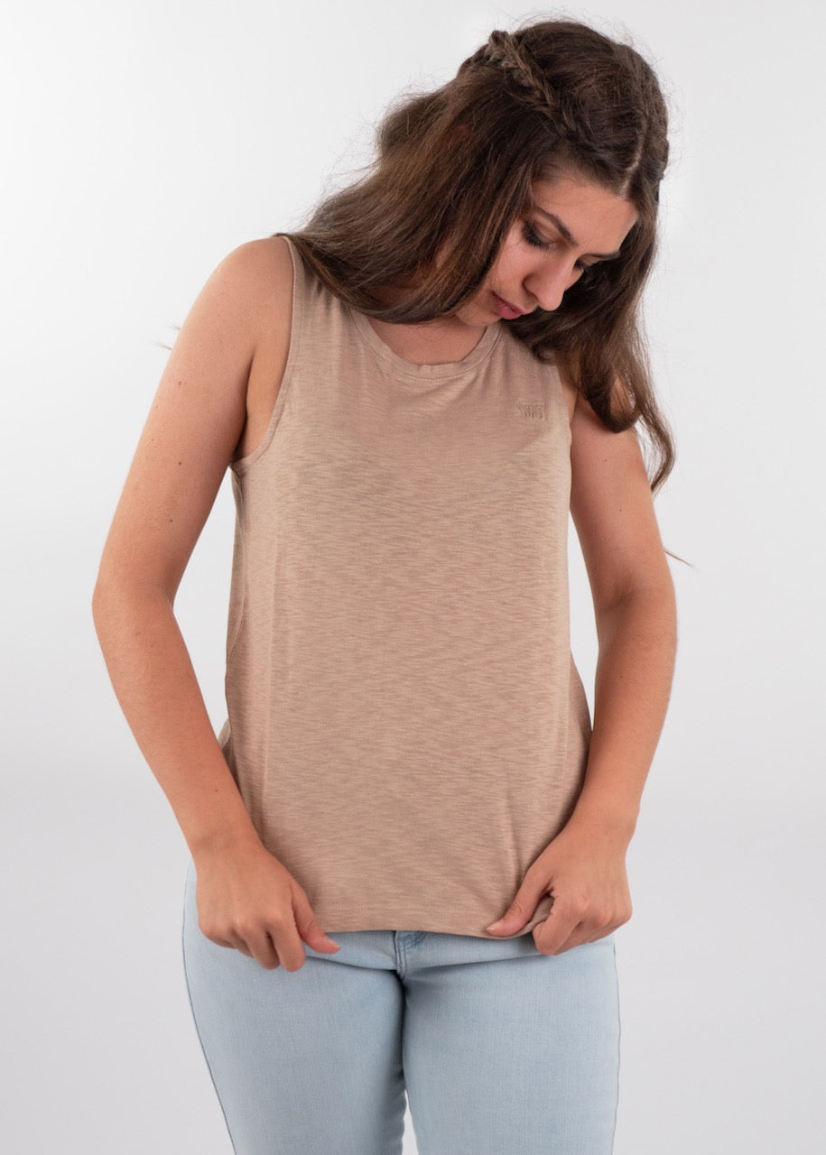 Canotta Scoop Neck Tank Light in Light Taupe di Superdy