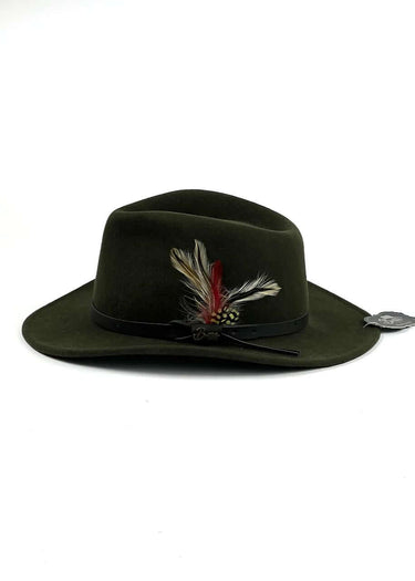 Olive-colored Voyager model hat side by Bullhide