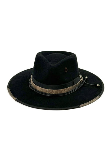 davanti Cappello Western Reloaded in feltro nero di Bullhide