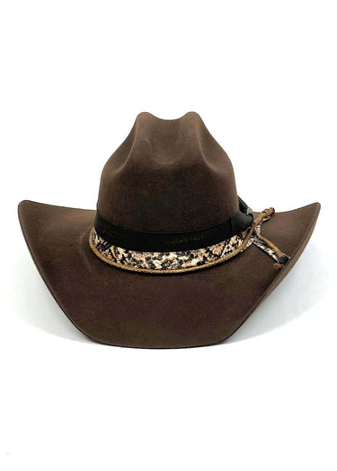 Front Western Texas Hold 'em Hat in Dark Brown by Bullhide