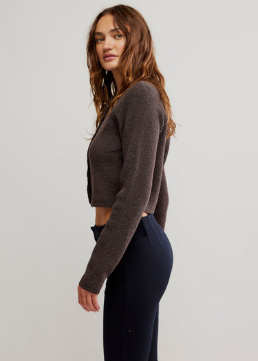 Sydney Shrunken Cardigan Side in Chocolate Cakes by Free People