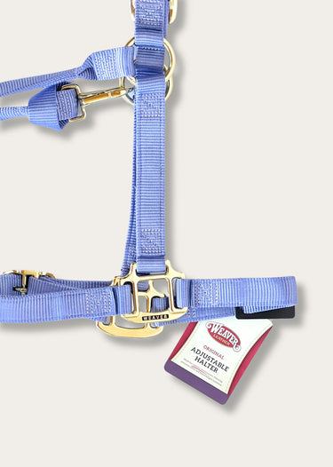 détail des coutures Licou lavande réglable par Weaver Leather