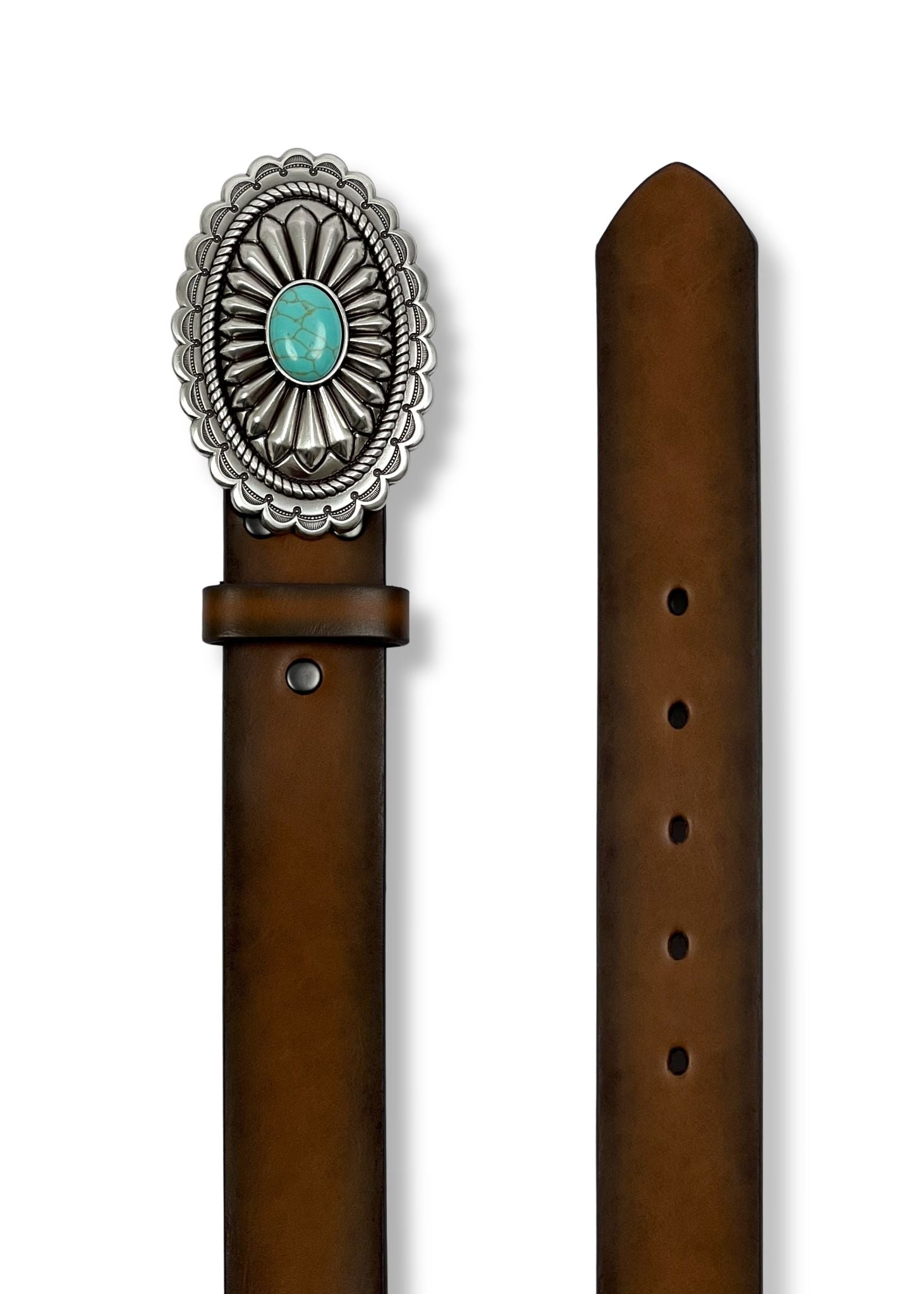 Cintura donna  Brown Leather con Fibbia Turchese di Ariat