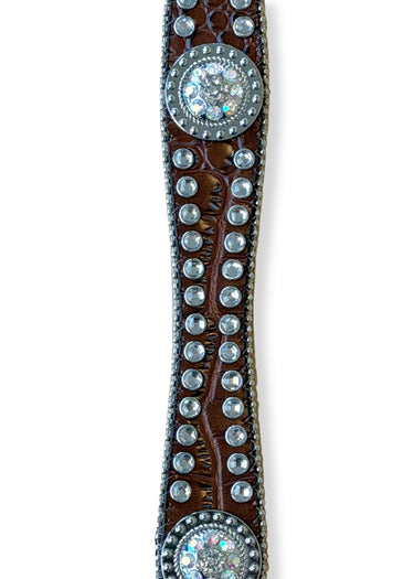 Product Details: Women's Croc Print Western Belt in Brown by Blazin Roxx