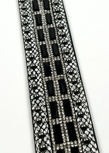 Rhinestone Women's Western Belt Studded Lizard Black by Nocona