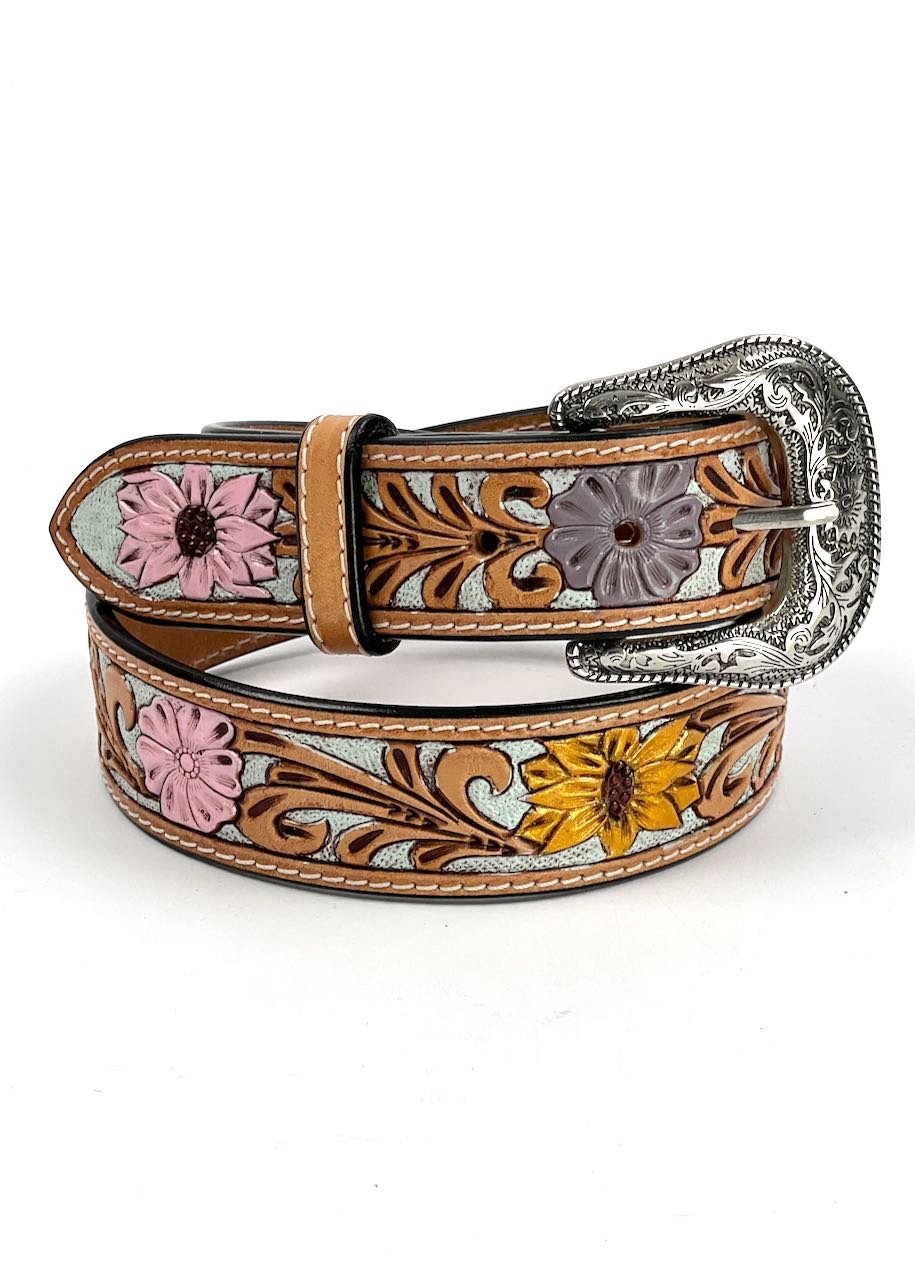 dettaglio fiori Cintura western donna Sunflower Dasy Hand Tooled di Ariat